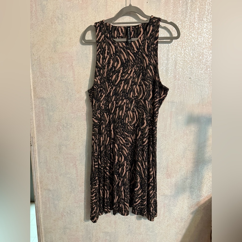 ATHLETA ABSTRACTION BLACK SLEEVELESS SANTORINI THERA DRESS, BEAUTIFUL Sz LP